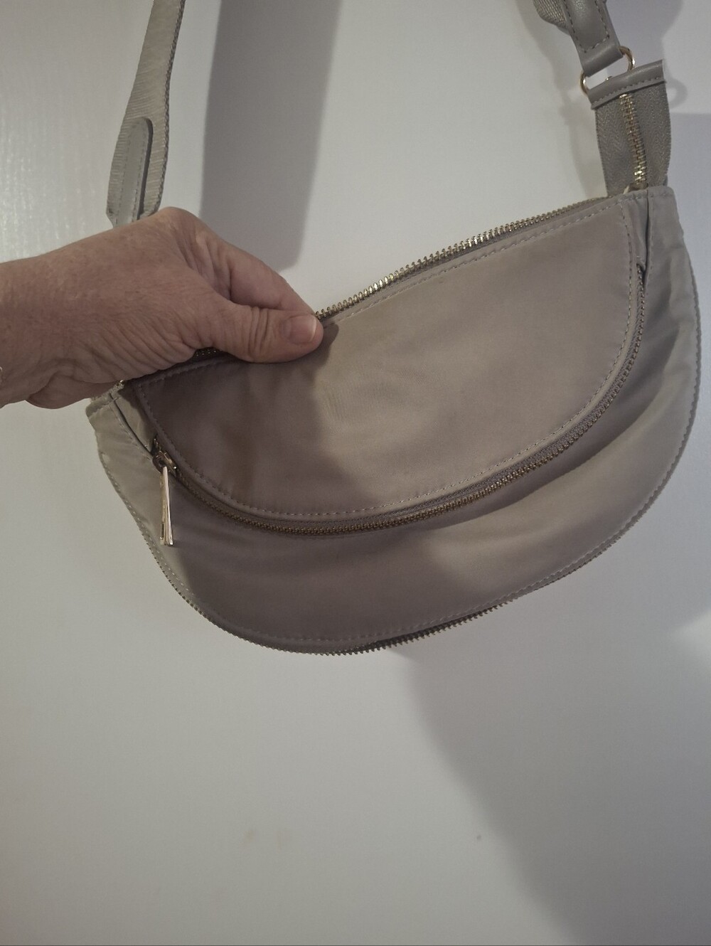 Taupe Crescent Crossbody Bag - Unbranded